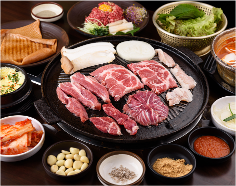 Illustration explaining Korean table settings (horizontal type)