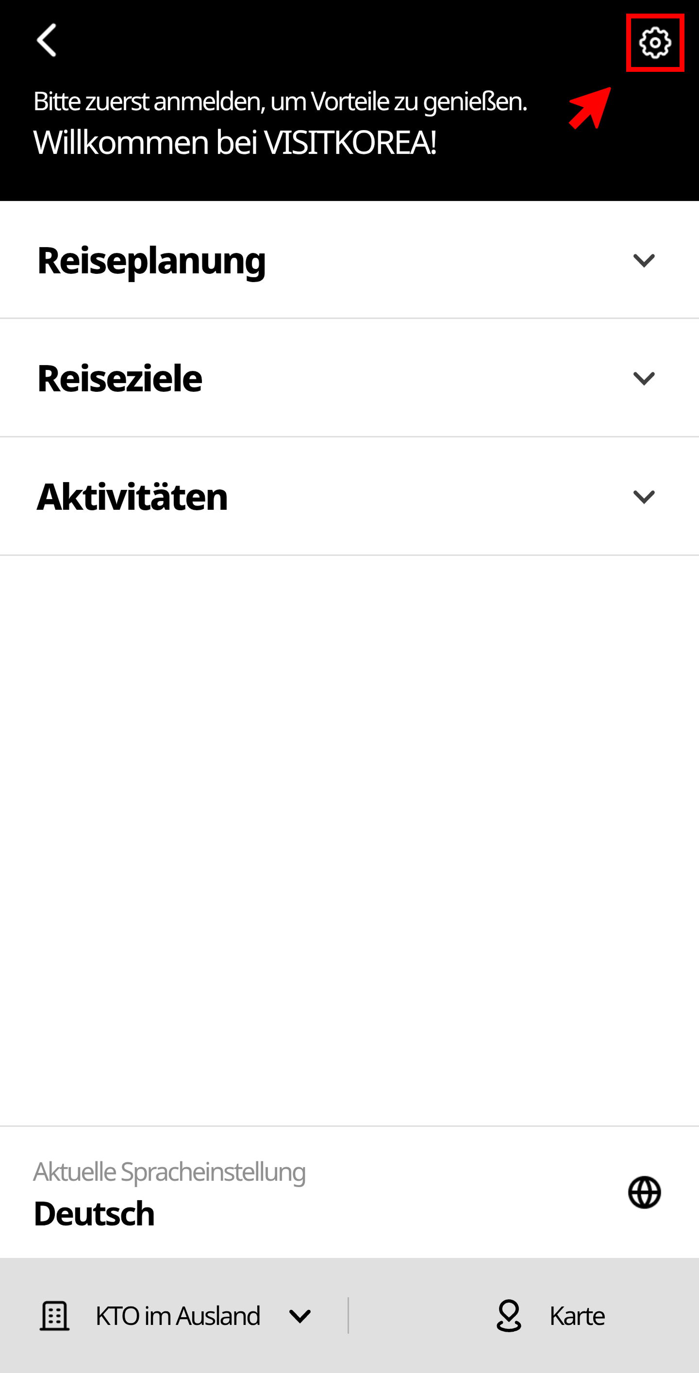 VISITKOREA app screen