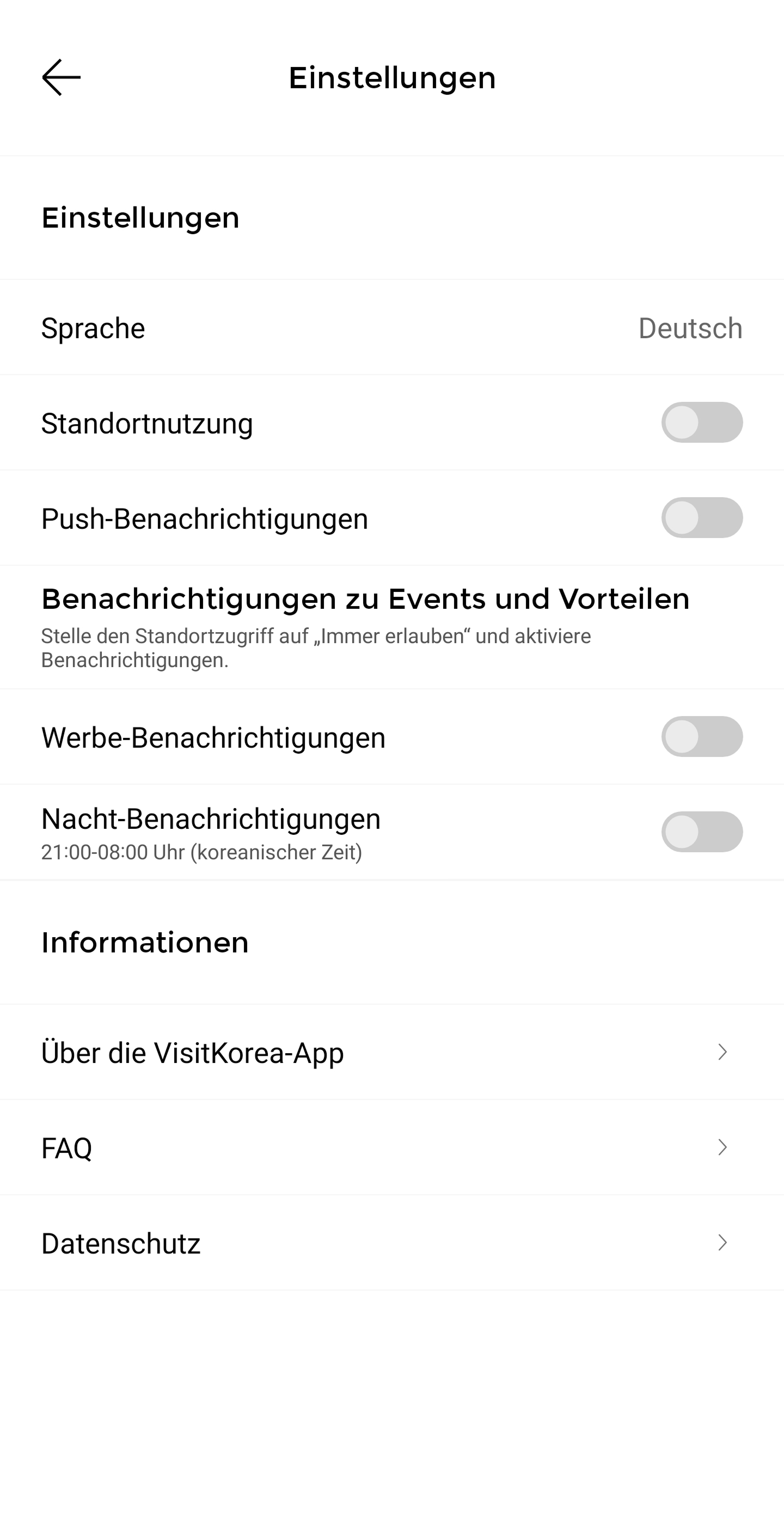 VISITKOREA app screen