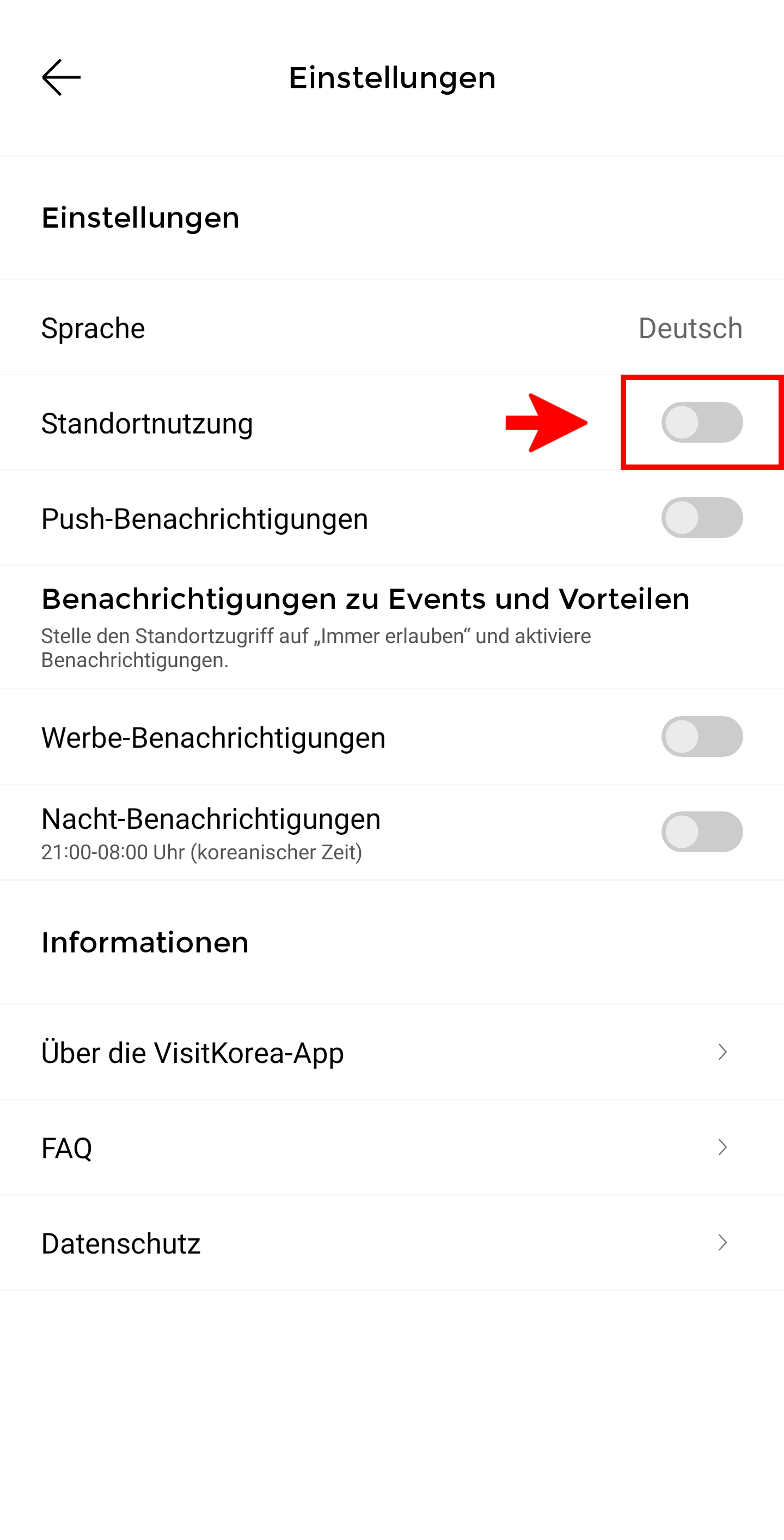 VISITKOREA app screen