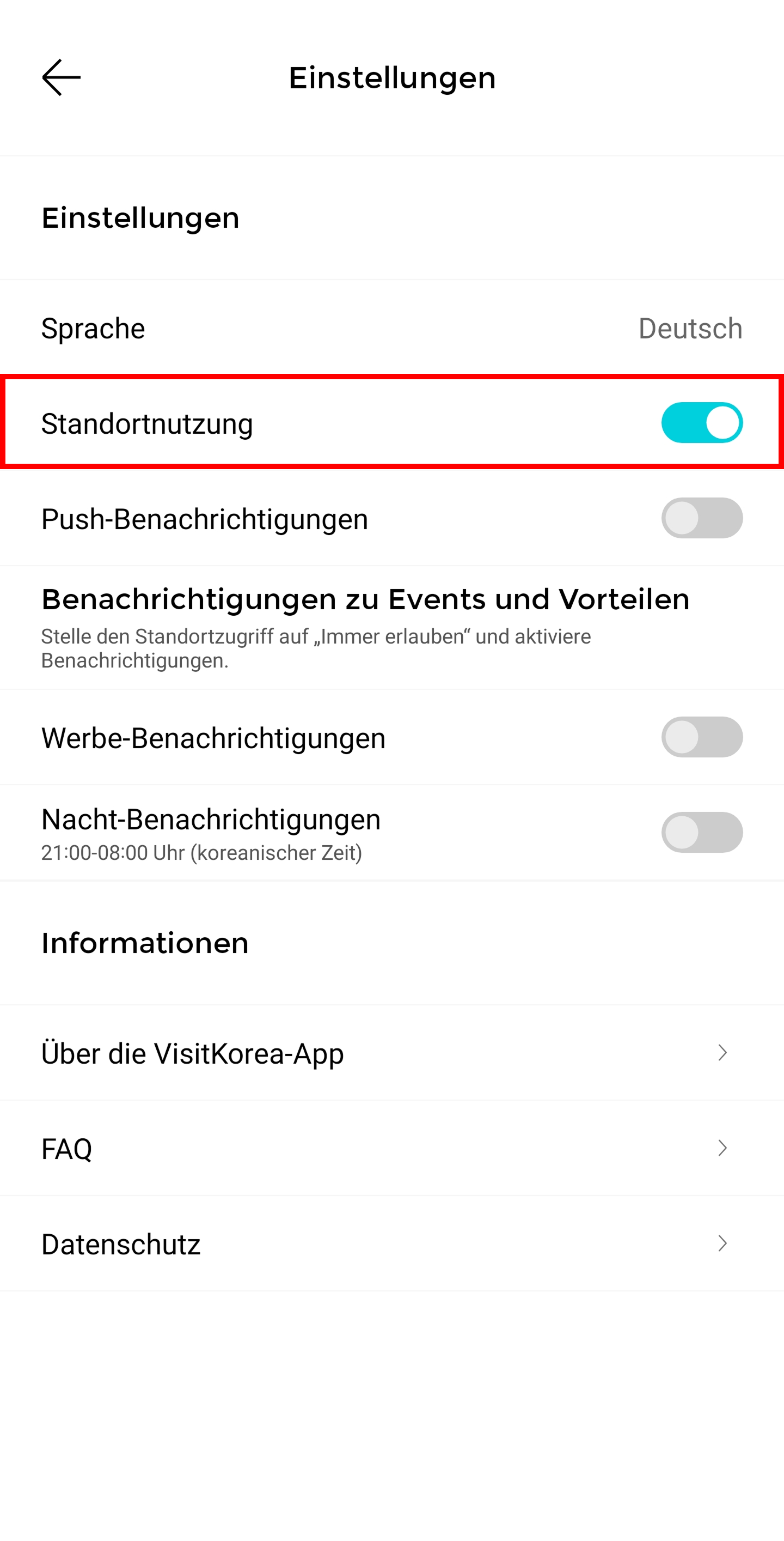VISITKOREA app screen