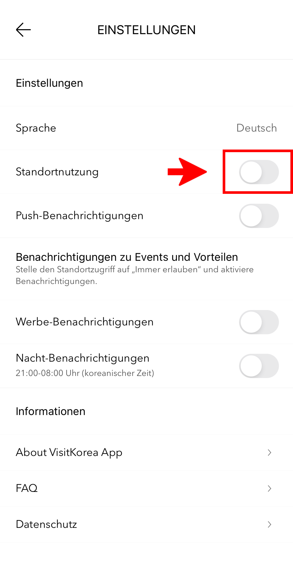 VISITKOREA app screen