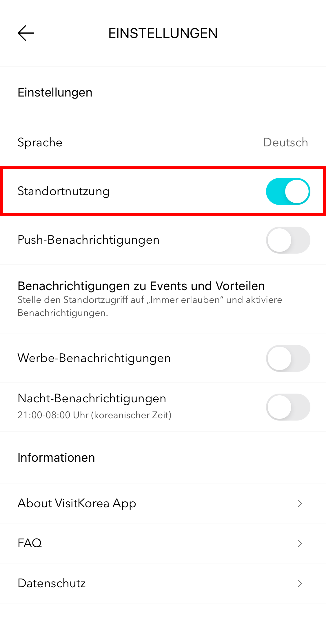 VISITKOREA app screen